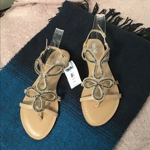 MOSSIMO Sandals size 8.5 Beige rhinestone straps.